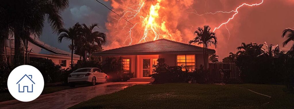 lightning striking a house in Florida