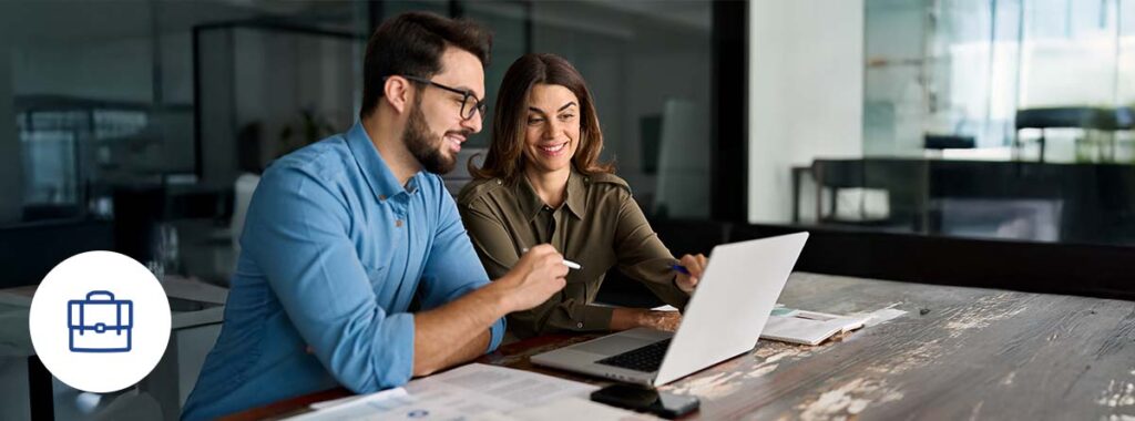 Business Insurance Policy Comparison In Professional Meeting With Devices And Documents In Office.