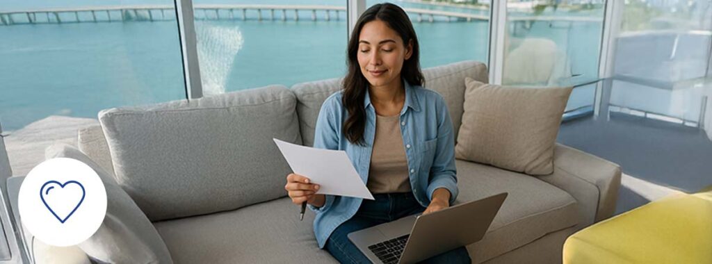 Life insurance quote in Miami with Univista Insurance during a quiet, realistic moment of reflection.
