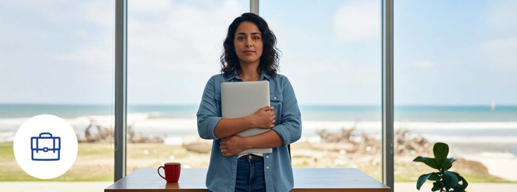 Business Interruption Insurance Florida – Resilient Small Business Owner After Unexpected Office Downtime.