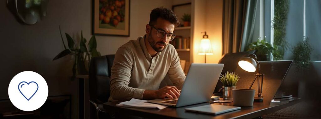 Hispanic man reviewing current life insurance options and prices at home.