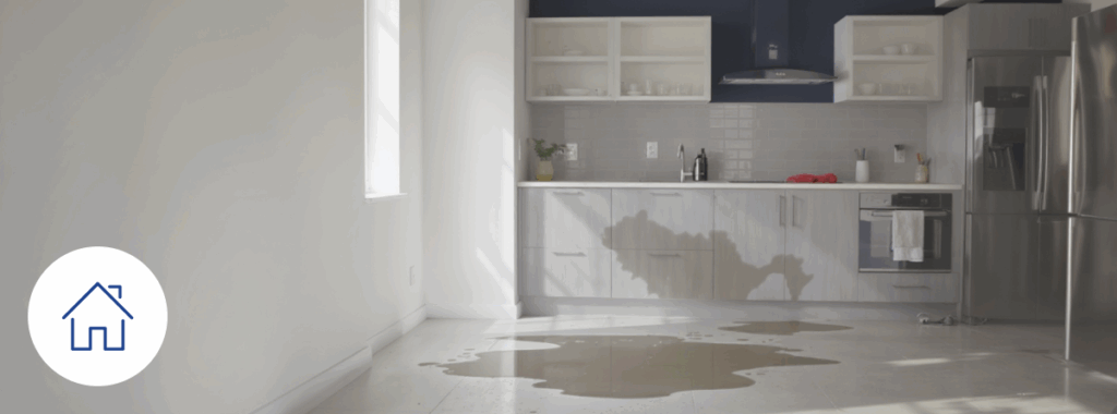 Does home insurance cover water damage in stylish modern kitchen interior.