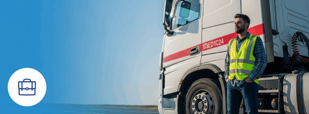 Confident young driver promoting truck insurance for new drivers in 2025.