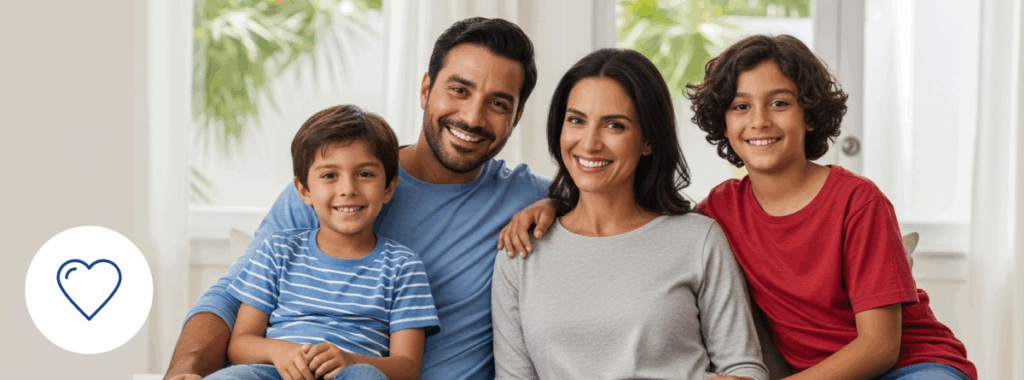 Hispanic family in Miami enjoying their home with life insurance in Miami.