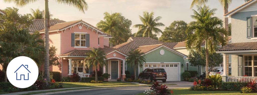 compare home insurance florida with serene Florida homes and lush lawns