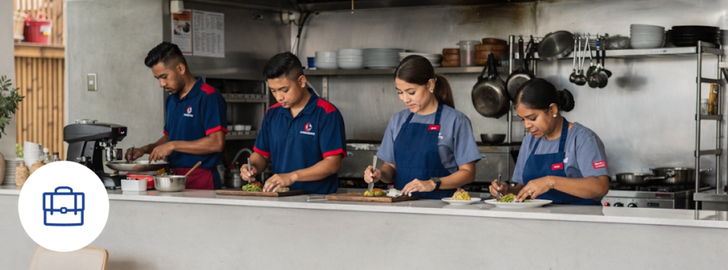 Commercial insurance for restaurants in a modern setting with visible professional equipment